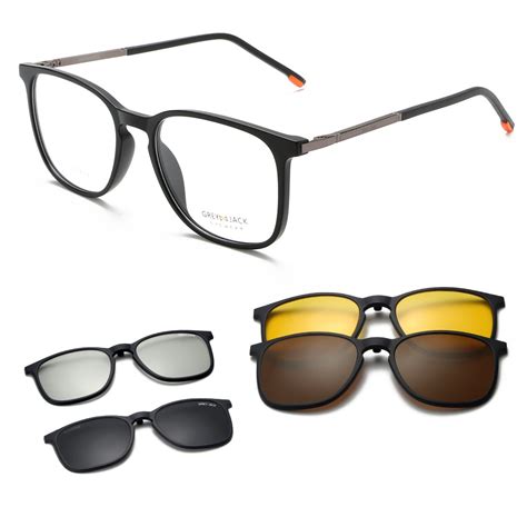 GREY JACK Clip On Sunglasses with Polarized Lens Rectangle Magnetic Su ...