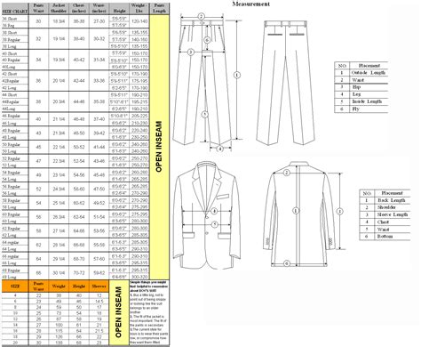Suit Size Chart Height Weight at Michael Matus blog