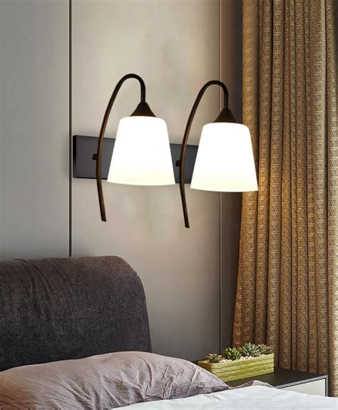 Lyse Decor Double Wall Light Or Two Plastic Shade Wall Lamp for Bedroom ...