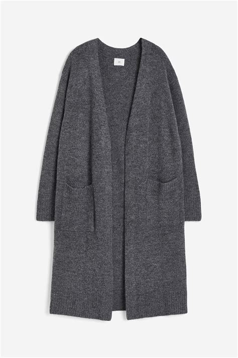 Women's Dark gray melange Long Cardigan | H&M CA