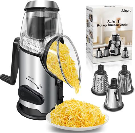 Amazon.com: 5-in-1 Rotary Cheese Grater Vegetable Slicer Large, Rotary ...