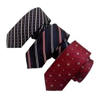 Buy Justin dustin Men's Satin Neck Ties Set, 3 Pack, Striped and Dotted ...