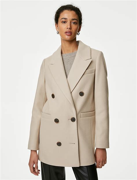Buy Double Breasted Short Coat at Marks & Spencer