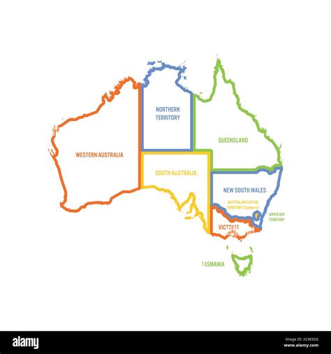 Australia Outline Map With States Australia's States & Territories