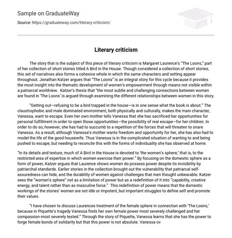 ⇉Literary criticism Essay Example | GraduateWay