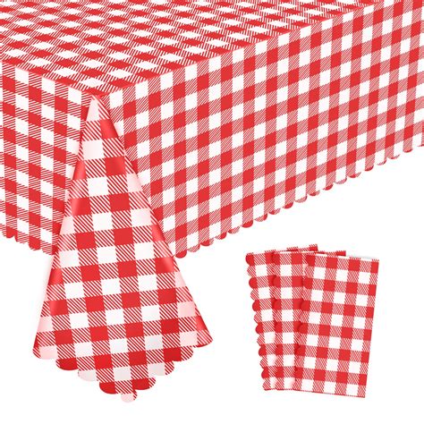 Amazon.com: 3 Pack Christmas Red and White Checkered Tablecloth, 54 X ...