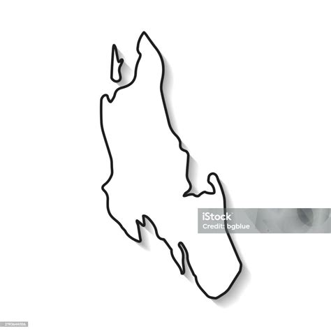Zanzibar Map With Black Outline And Shadow On White Background Stock Illustration - Download ...