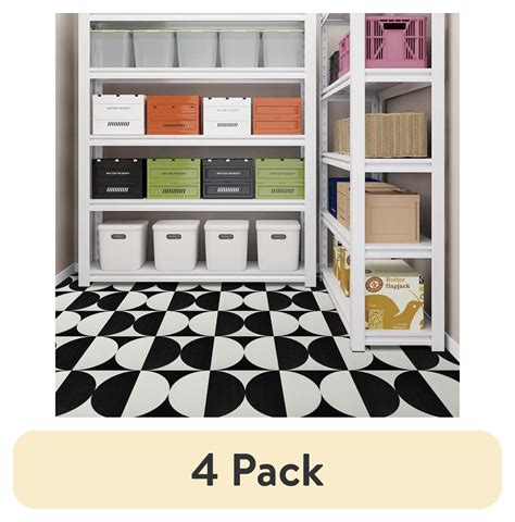 (4 pack) Abyssaly 12" x 12" Black and White Peel and Stick Floor Tile ...