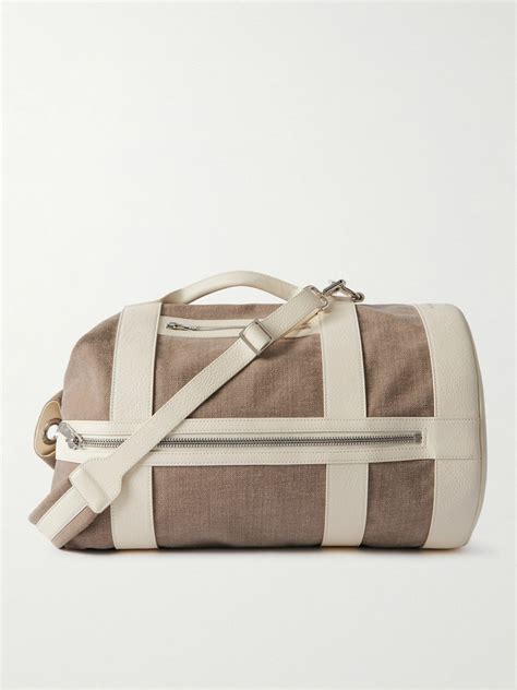 Brunello Cucinelli - Leather-Trimmed Canvas Weekend Bag Brunello Cucinelli