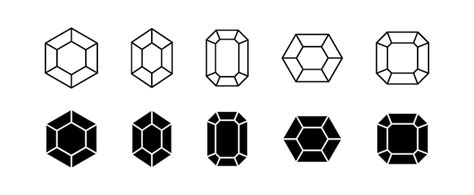 Legen Sie verschiedene Formen Edelsteine Diamond Line Art Design ...