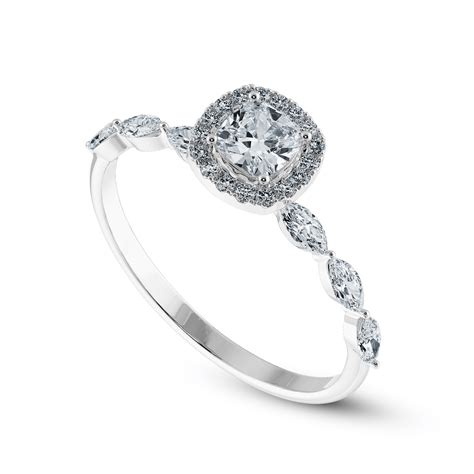 50-Pointer Cushion Cut Solitaire Halo Diamonds with Marquise Cut Diamo ...