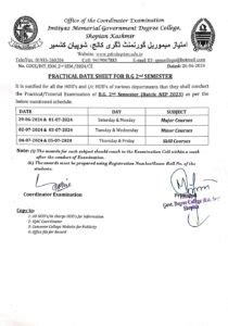 Notification for the conduct of Practical/Tutorial Examination of BG ...