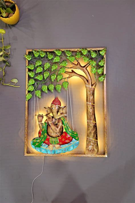 Ganesha under Tree Rectangle Frame LED Wall Decor for Home and Office ...
