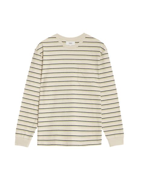 Buy Pure Cotton Striped Long Sleeve T-Shirt at Marks & Spencer
