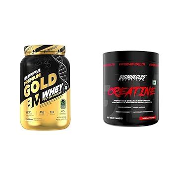 Bigmuscles Nutrition Premium Gold Whey 1Kg Chocolate + Creatine Powder ...