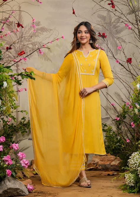 Buy Cotton Straight Kurta/Suit Sets With Dupatta For Women – EverBloom