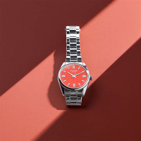 Buy Online Sonata Poze Quartz Analog Orange Dial Silver Metal Strap ...