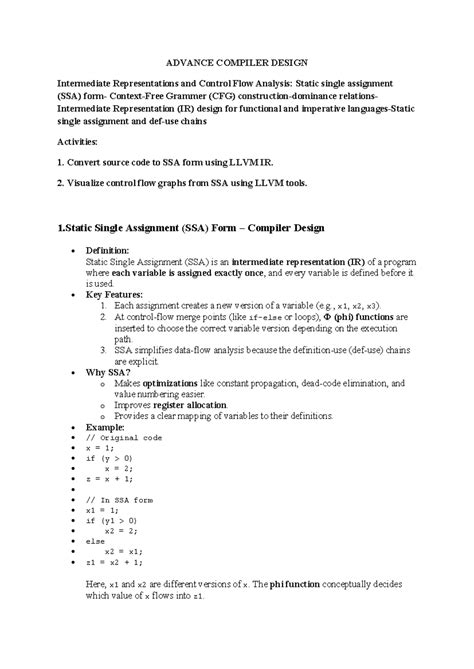 CP25C04-ACD - Advanced Compiler Design: SSA, CFG, and Data Flow ...