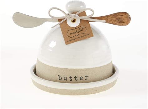 Amazon.com | Mud Pie Gold Marble Glass Butter Dish, 4" x 6 3/4": Butter ...