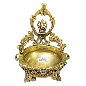 Buy EXPLORE India Brass Urli Bowl with Ganesh Statue | Round Floating ...