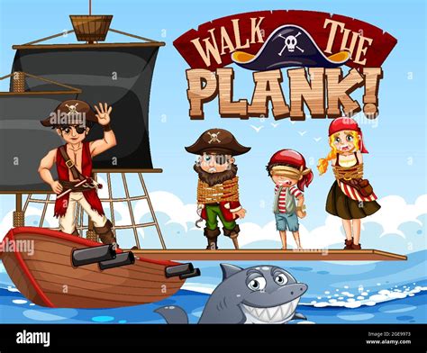 Walking the plank ship Stock Vector Images - Alamy
