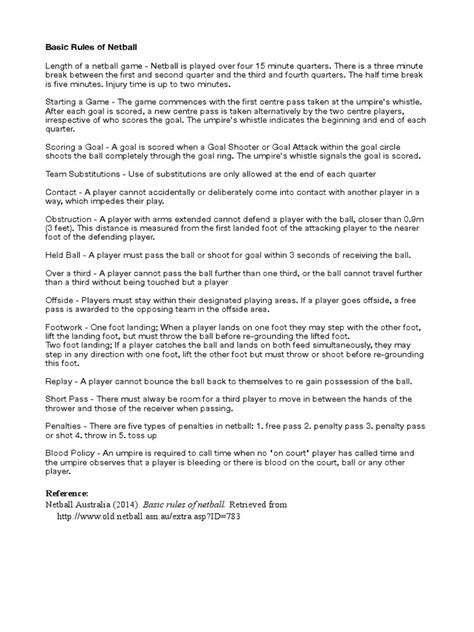 Image result for Basic Rules of Netball