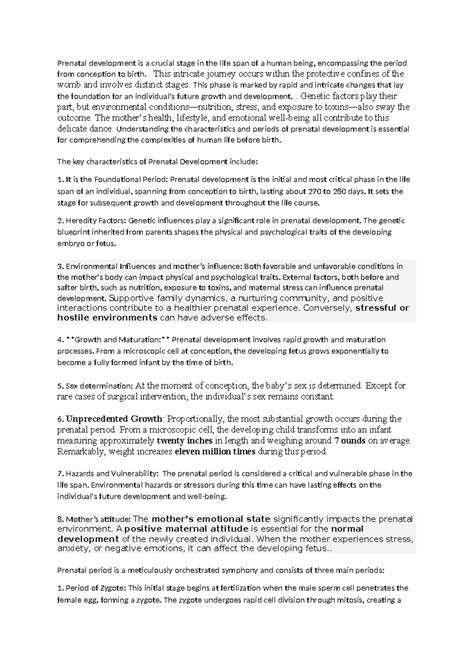 MPC002 Assignment - Prenatal development is a crucial stage in the life ...