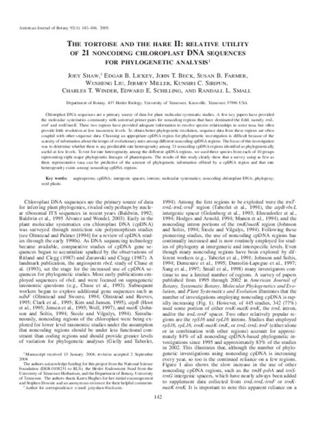 (PDF) THE TORTOISE AND THE HARE II: RELATIVE UTILITY OF 21 NONCODING ...