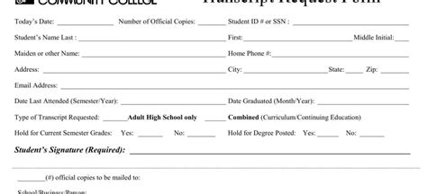 Image result for Community College Transcript