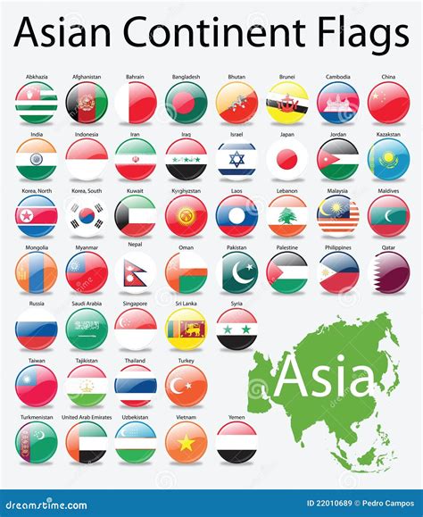 Glossy Buttons Flags of Asian Continent Stock Vector - Illustration of ...