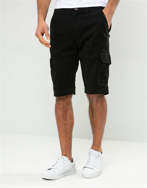 Threadbare Men's Black Cotton Cargo Shorts