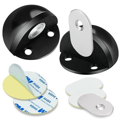 Buy Floor Door Stopper, Black Magnetic Door Stops Adhesive Invisible ...