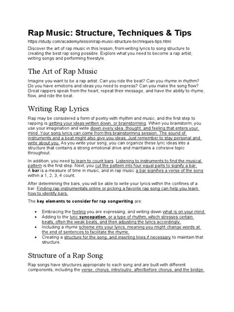 Image result for Rap Song Structure Examples
