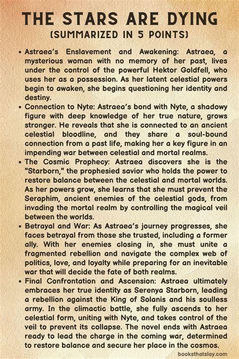 The Stars are Dying Summary, Characters and Themes