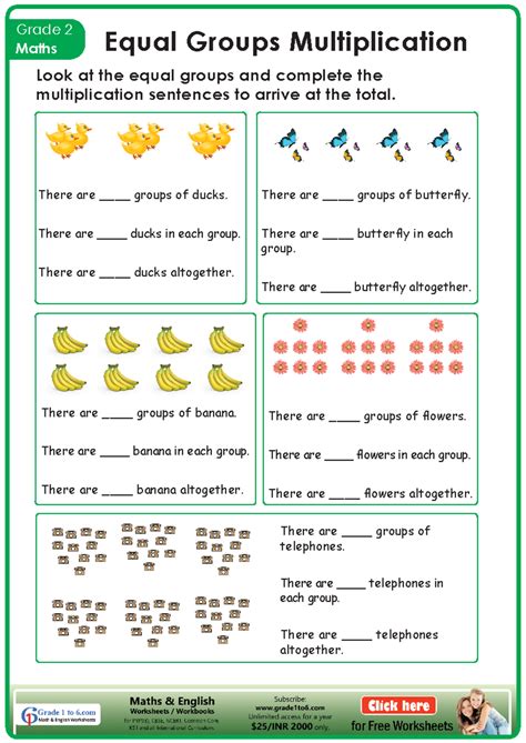 Equal Groups Multiplication - There are ____ groups of ducks. There are ...