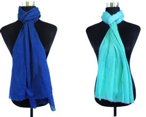 Shiborika Solid Cotton Blend Women Stole - Buy Green, Blue Shiborika ...