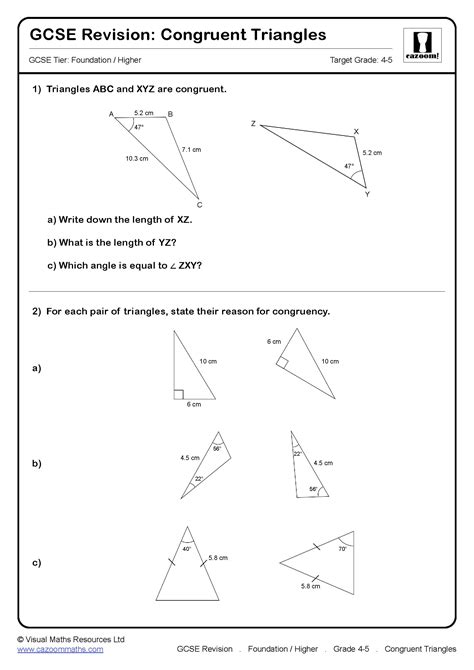 Congruent Triangles Worksheet Pdf