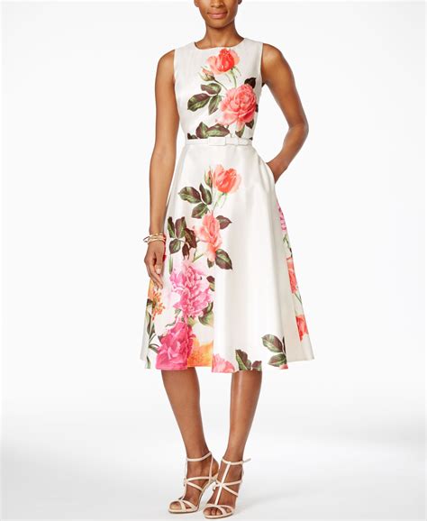 Jessica Howard Belted Floral-Print A-Line Dress - Dresses - Women ...