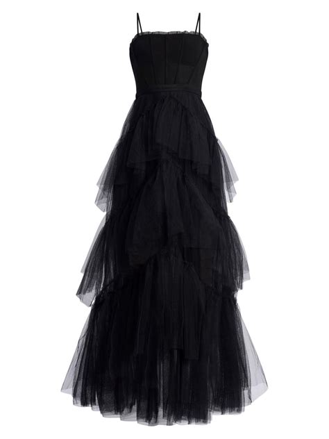 Shop BCBGMAXAZRIA Oly Tiered Ruffle Tulle Gown | Saks Fifth Avenue