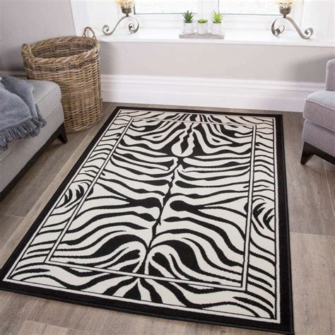 Black White Animal Zebra Print Rug | Living Room Rugs | Kukoon Rugs Online