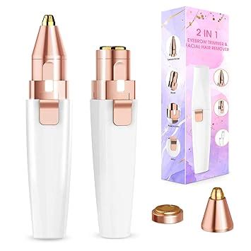Facial Hair Remover for Women & Eyebrow Trimmer, 2 in 1 Rechargeable ...