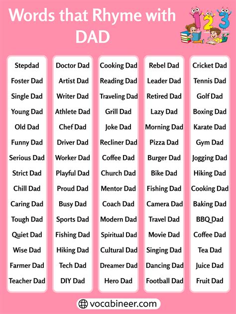 600+ Cool Rhymes with Dad: Birthday and Positive Words