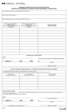 Fillable Online CERTIFICAT DE DRAWBACK L'GARD DE VENTES DESTINES L ...