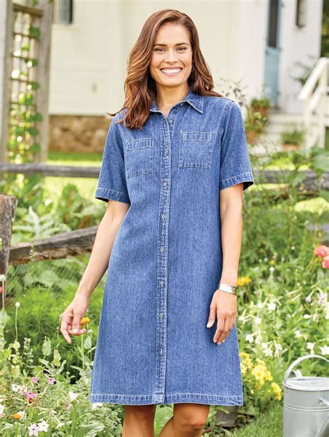 Casual Denim Dress With Short Sleeves | Casual denim dress, Denim dress ...