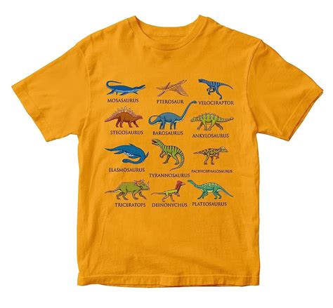 Buy WALLABY KIDS Unisex T-Shirt Dinosaur Species and Types 100% Cotton ...