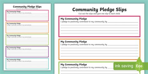 KS2 Community Pledge Activity - PSHE and Citizenship