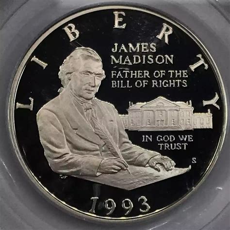 1993-S James Madison Bill of Rights Commemorative Silver Half Dollar ...