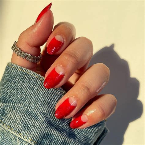 Half Moon Nails Red