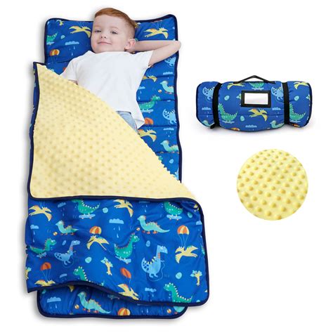 ACRABROS Toddler Nap Mat with Pillow and Blanket, Extra Large Rolled ...