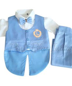 Baby Boy's Custom Made Blue White Wedding Tailcoat Suit